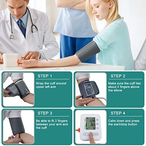 Blood Pressure Machine Upper Arm, 2 Size Cuffs, Medium/Large 9-17 and  Extra Large 13-21, Accurate Automatic Digital BP Cuff Home Use, Large