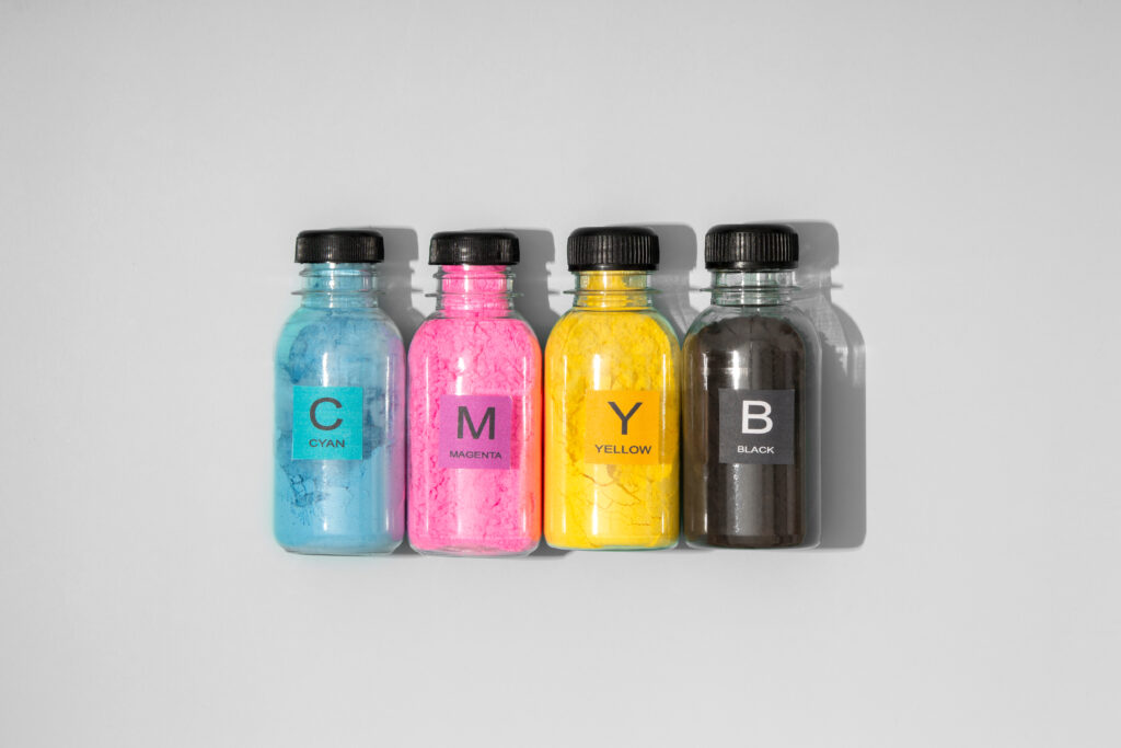 still life cmyk toners arrangement